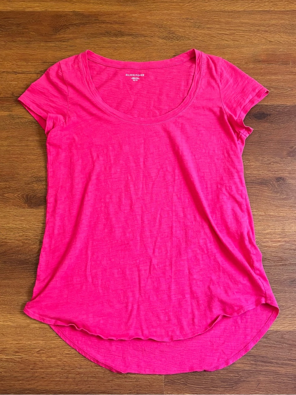 Eileen Fisher Pink Scoop Neck Short Sleeve Tee - XS